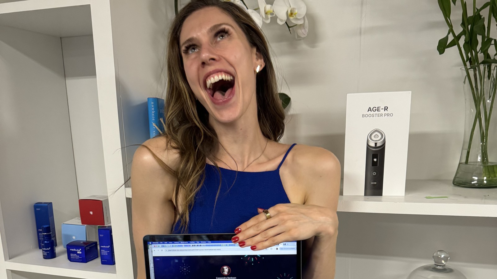 Cassandra Bankson celebrating a six figure TikTok Shop beauty live